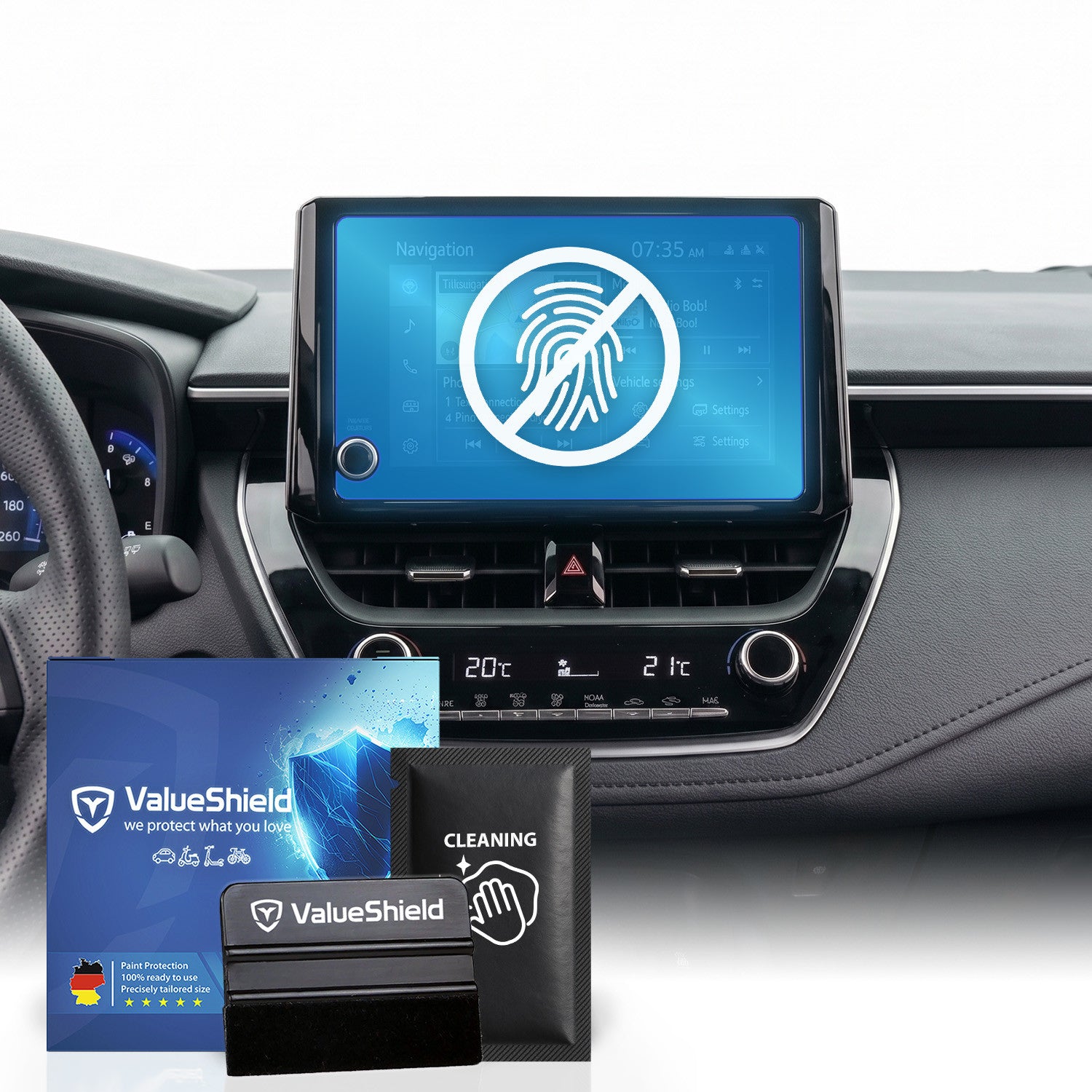 Anti-Fingerprint Displayschutzfolie passend für Toyota Corolla E210 2018-2027 (5-Türer Kompakt)