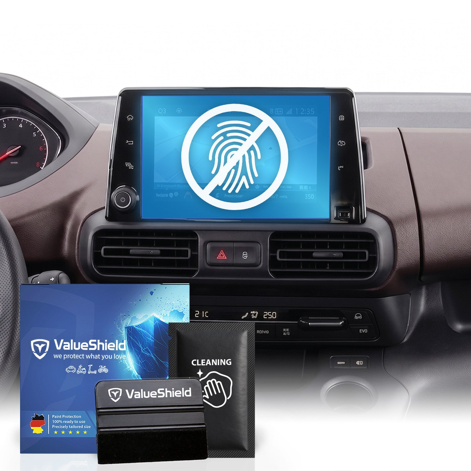 Anti-Fingerprint Displayschutzfolie passend für Citroen Berlingo 3 2018-2028 (5-Türer MiniVan)