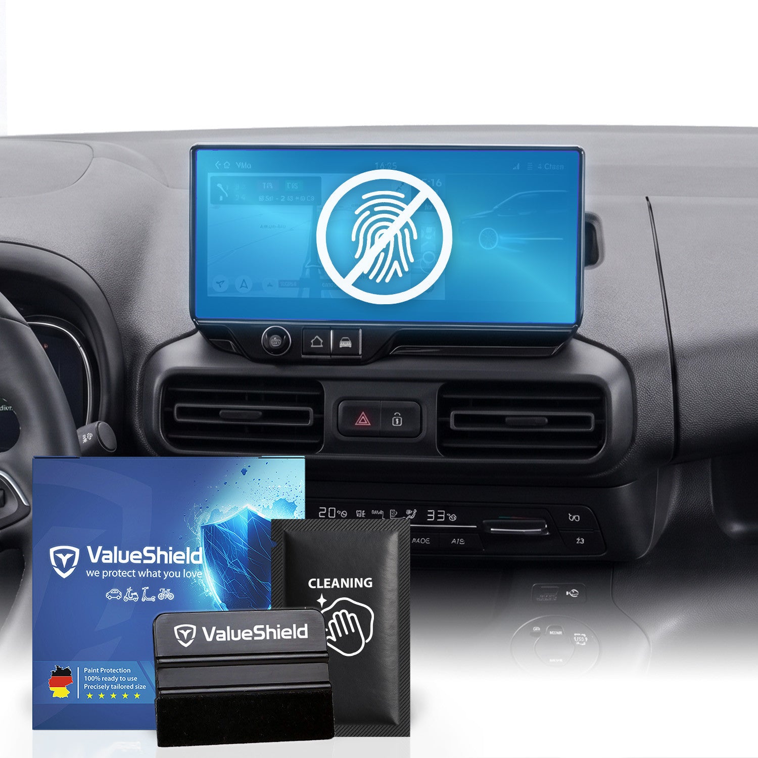 Anti-Fingerprint Displayschutzfolie passend für Peugeot Rifter 2018-2027 (5-Türer MiniVan)