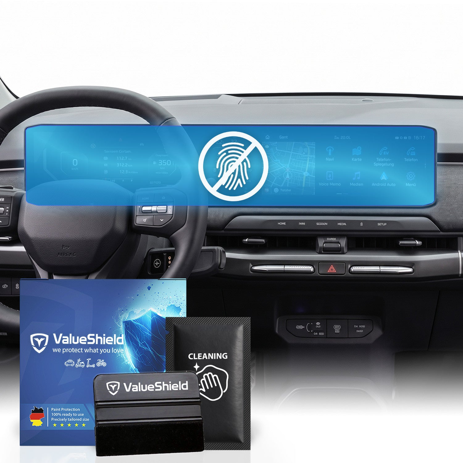 Anti-Fingerprint Displayschutzfolie passend für Kia EV4 (nur GT-Line) 2025-2031 (4-Türer Kompakt)