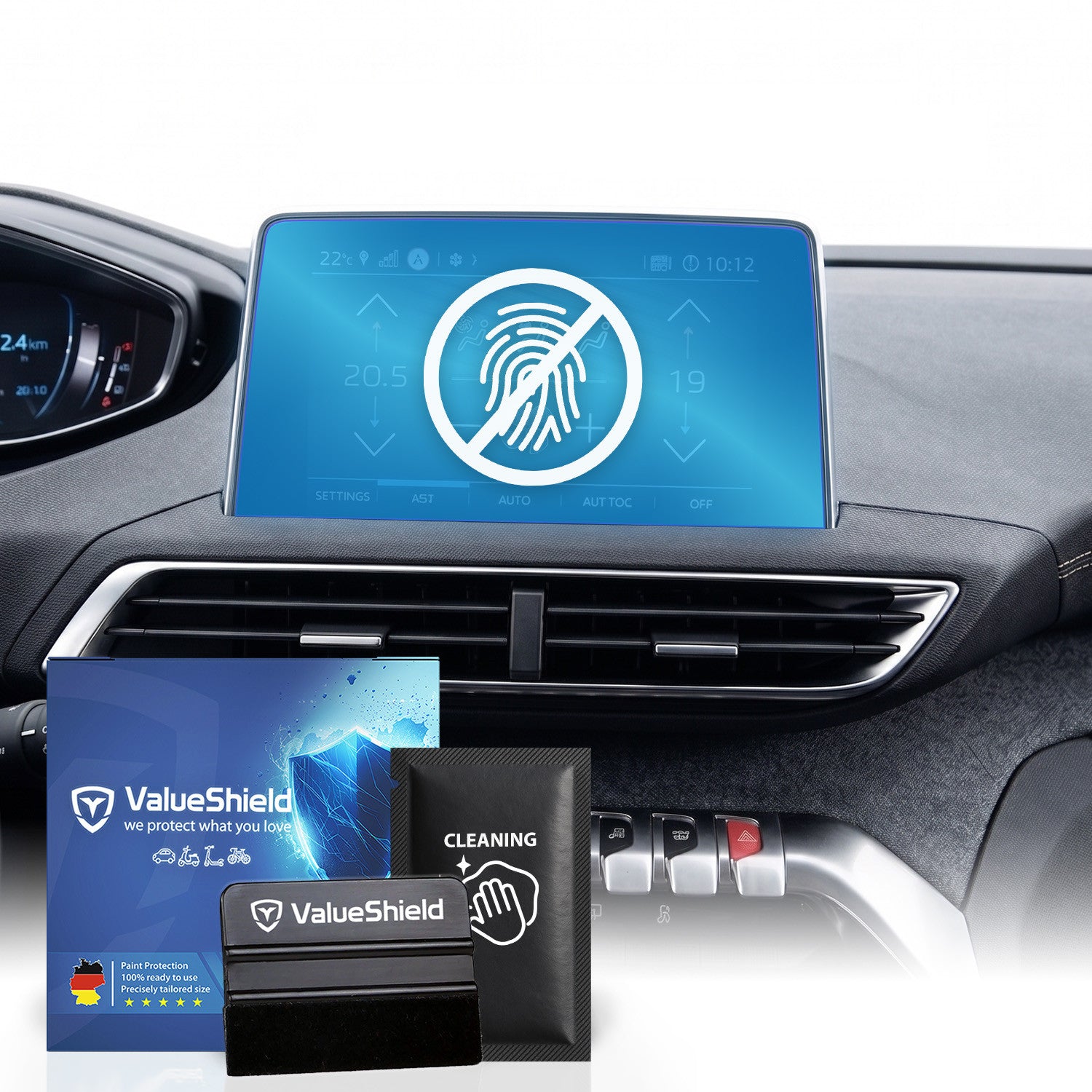 Anti-Fingerprint Displayschutzfolie passend für Peugeot 3008 II (M) 2016-2024 (5-Türer SUV)