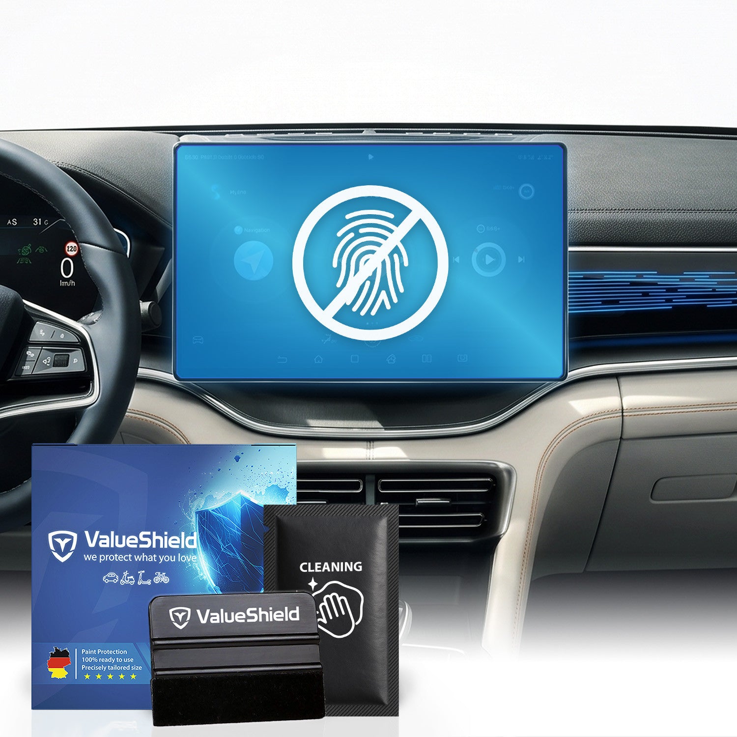 Anti-Fingerprint Displayschutzfolie passend für BYD Tang Vorfacelift 2018-2024 (5-Türer SUV)