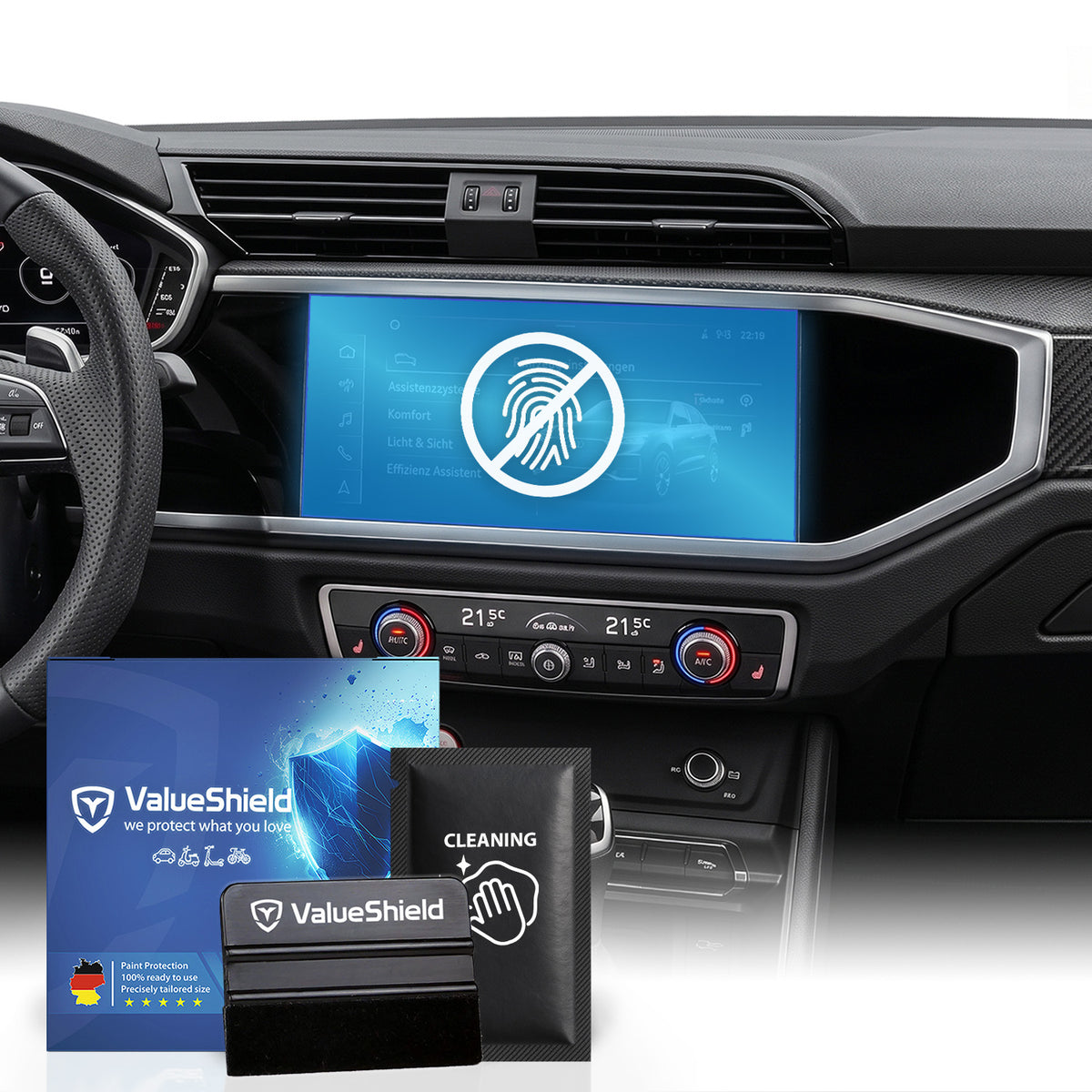Anti-Fingerprint Displayschutzfolie passend für Audi Q3 & RS F3 Sportback 2019-2025 (5-Türer SUV)