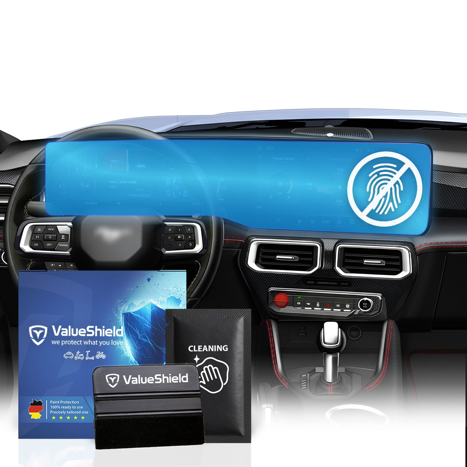 Anti-Fingerprint Displayschutzfolie passend für Ford Mustang 7 2023-2030 (2-Türer Coupe/Cabrio)