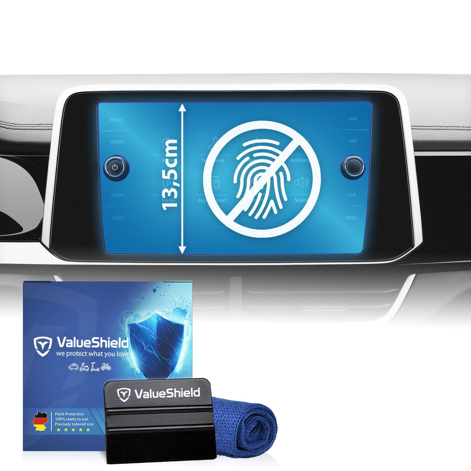 Anti-fingerprint screen protector for VW Polo 6 AW 2017-2026 (5-door compact)