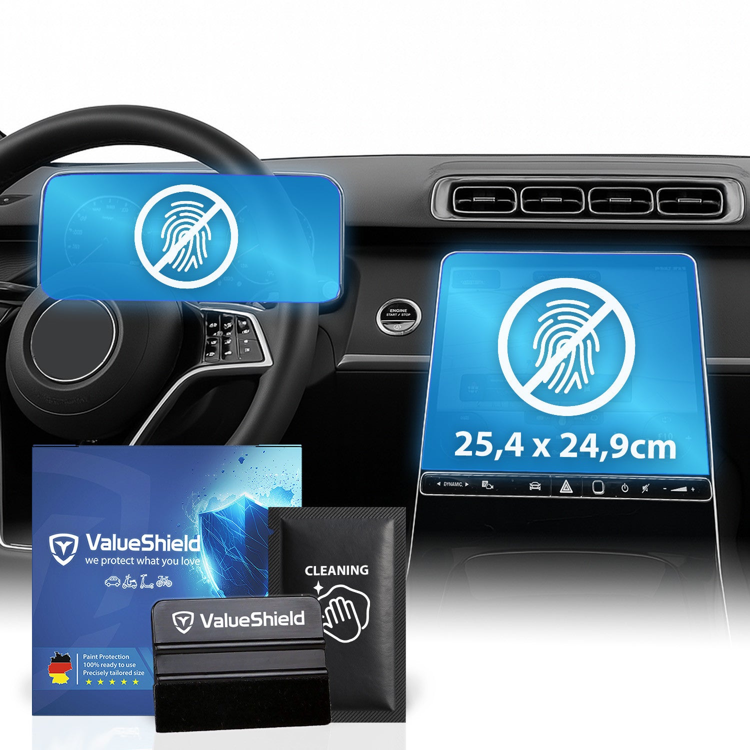 Anti-Fingerprint Displayschutzfolie passend für Mercedes S-Klasse W223 2020-2028 (5-Türer Limousine)