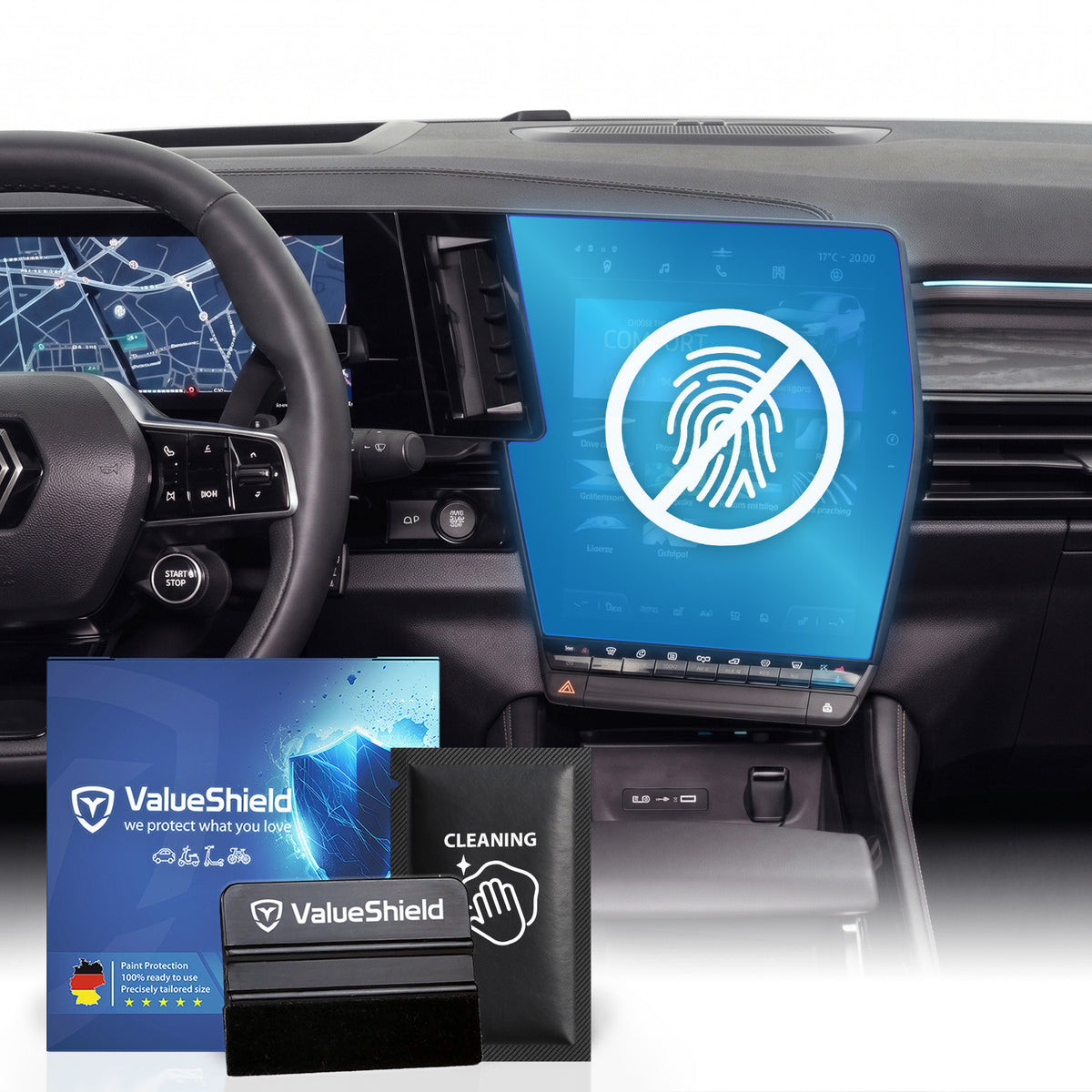 Anti-Fingerprint Displayschutzfolie passend für Renault Scenic E-Tech 2024-2030 (5-Türer SUV)
