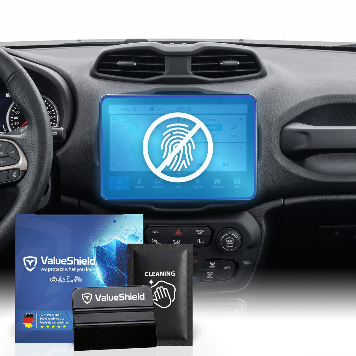 Anti-Fingerprint Displayschutzfolie passend für Jeep Renegade 2014-2027 (5-Türer SUV)