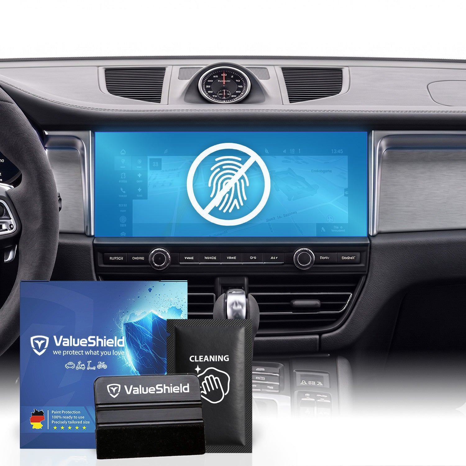 Anti-Fingerprint Displayschutzfolie passend für Porsche Macan 95B 2014-2024 (5-Türer Kompakt-SUV)