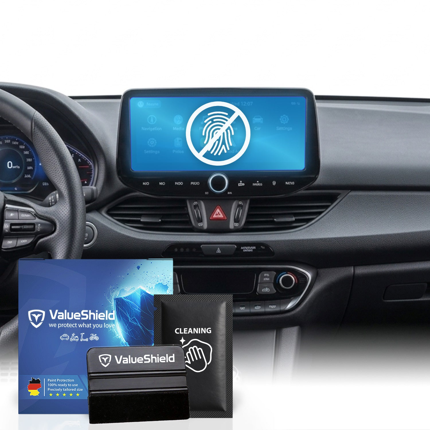 Anti-Fingerprint Displayschutzfolie passend für Hyundai i30 PD 2017-2027 (5-Türer Kompakt)