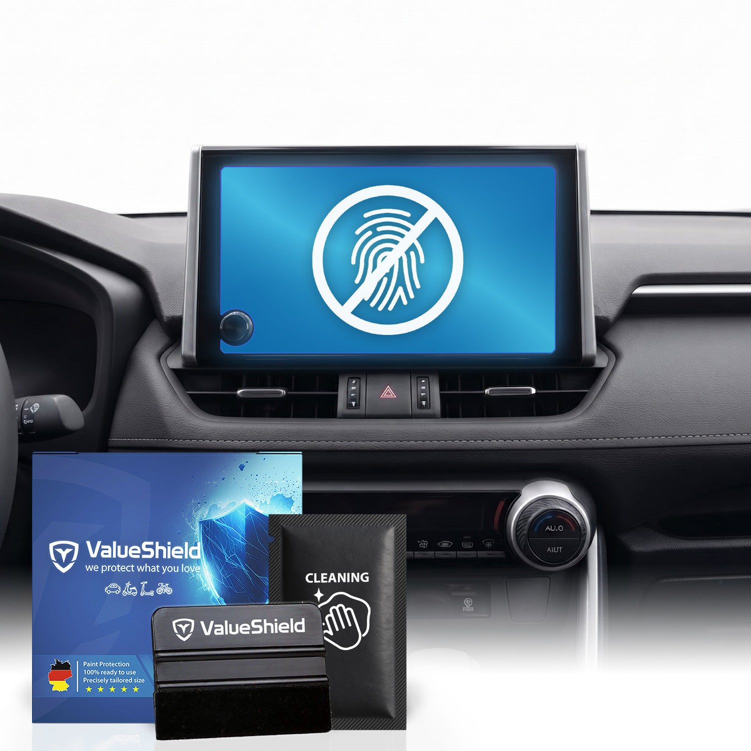 Anti-Fingerprint Displayschutzfolie passend für Toyota RAV4 5. Gen 2018-2026 (5-Türer Kompakt-SUV)