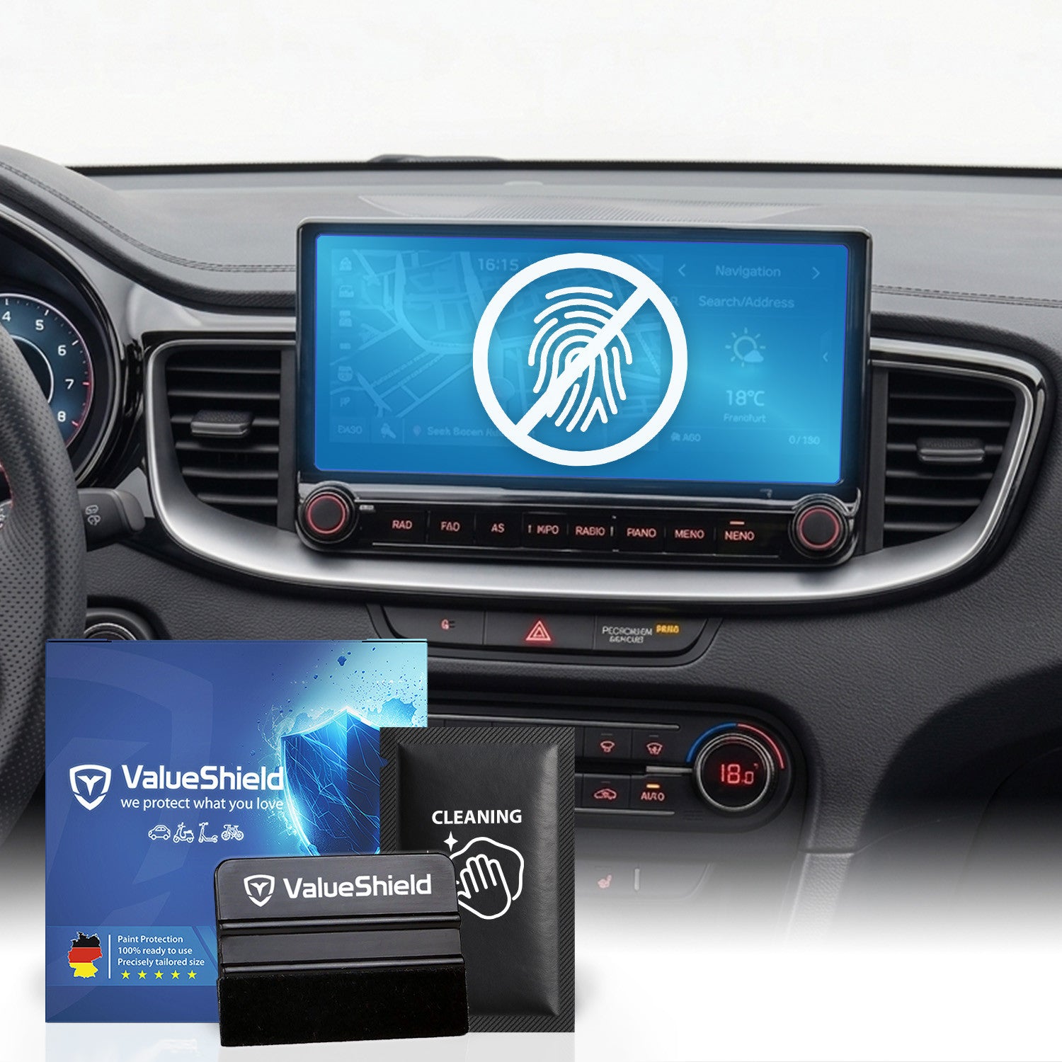 Anti-Fingerprint Displayschutzfolie passend für Kia Ceed 3 (CD) 2018-2025 (2/4-Türer Kompakt)