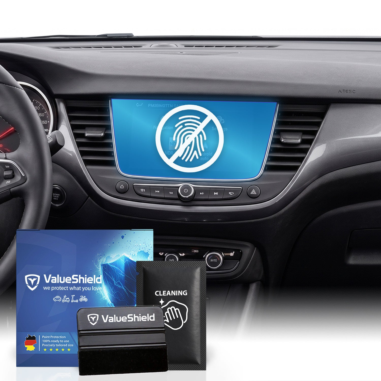 Anti-Fingerprint Displayschutzfolie passend für Opel Grandland X & A 2017-2024 (5-Türer SUV)
