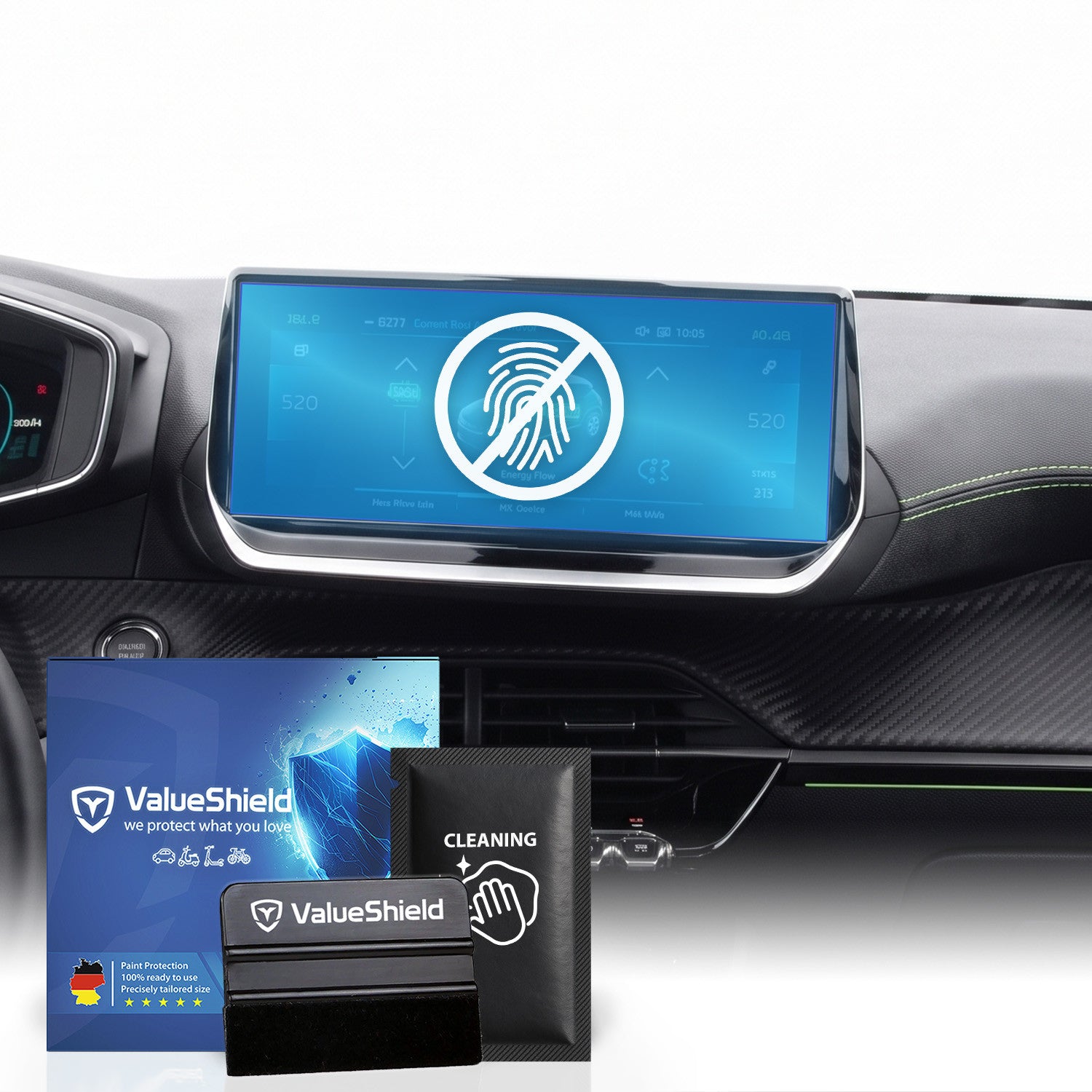 Anti-Fingerprint Displayschutzfolie passend für Peugeot 2008 II / E-2008 2019-2027 (5-Türer SUV)