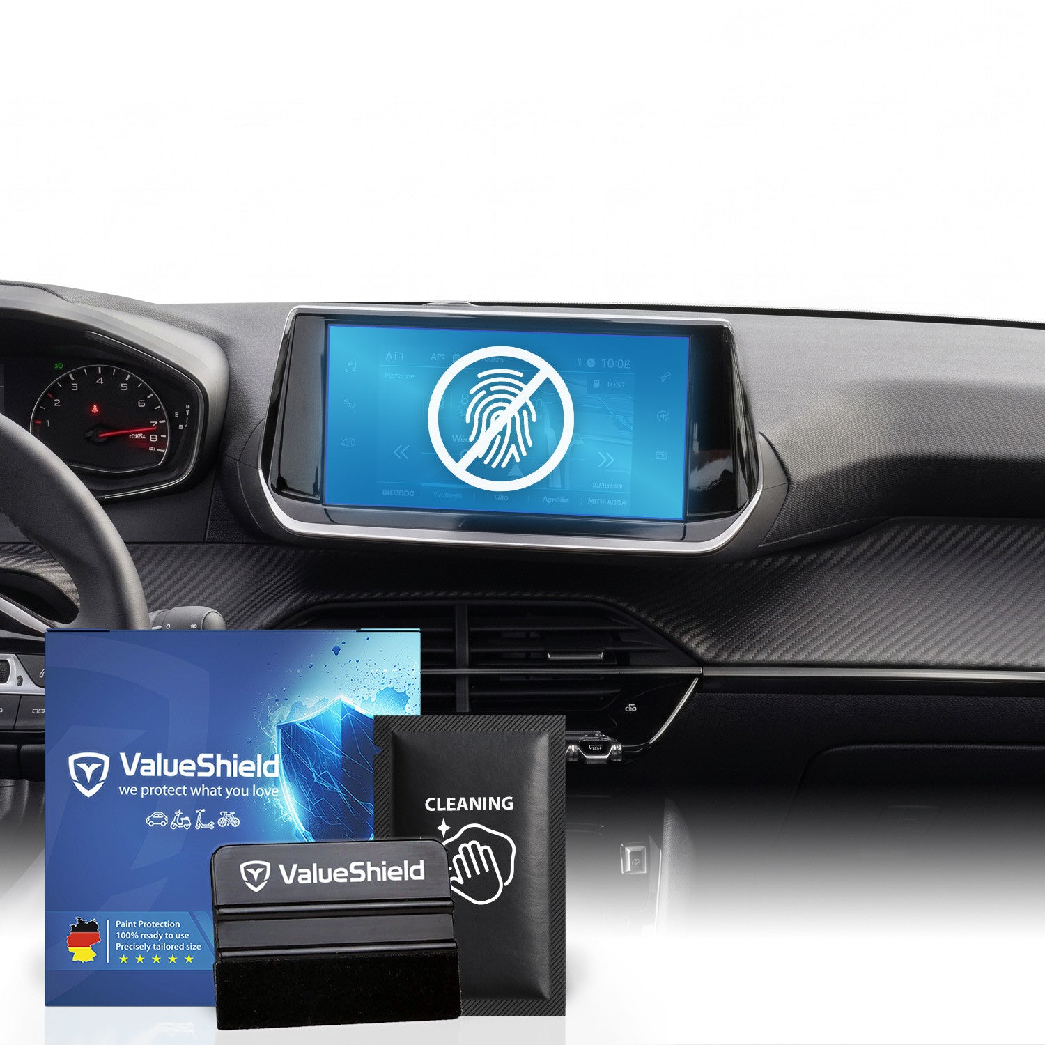 Anti-Fingerprint Displayschutzfolie passend für Peugeot 208 II / E-208 2019-2027 (4-Türer Kompakt)