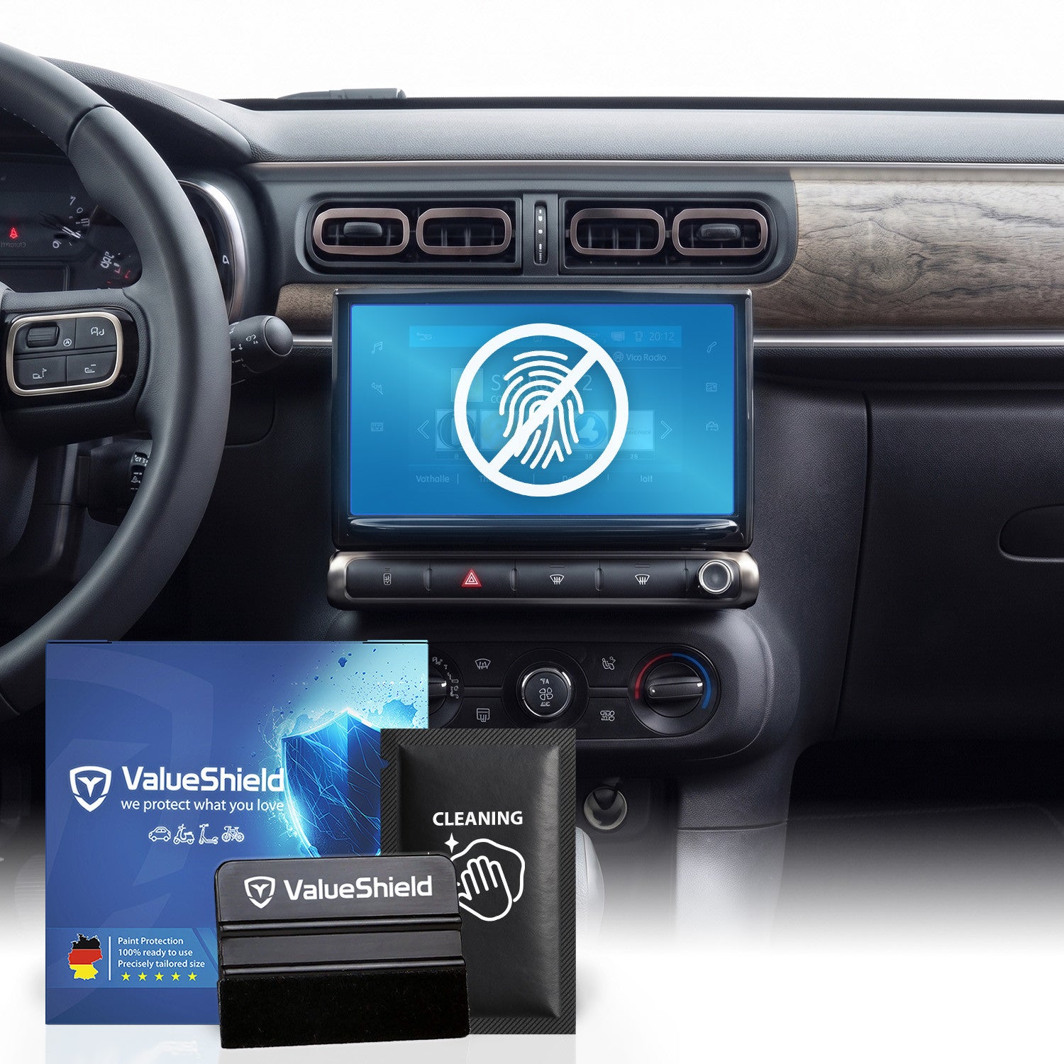 Anti-Fingerprint Displayschutzfolie passend für Citroen C3 AirCross 2 2017-2024 (5-Türer Kombi)