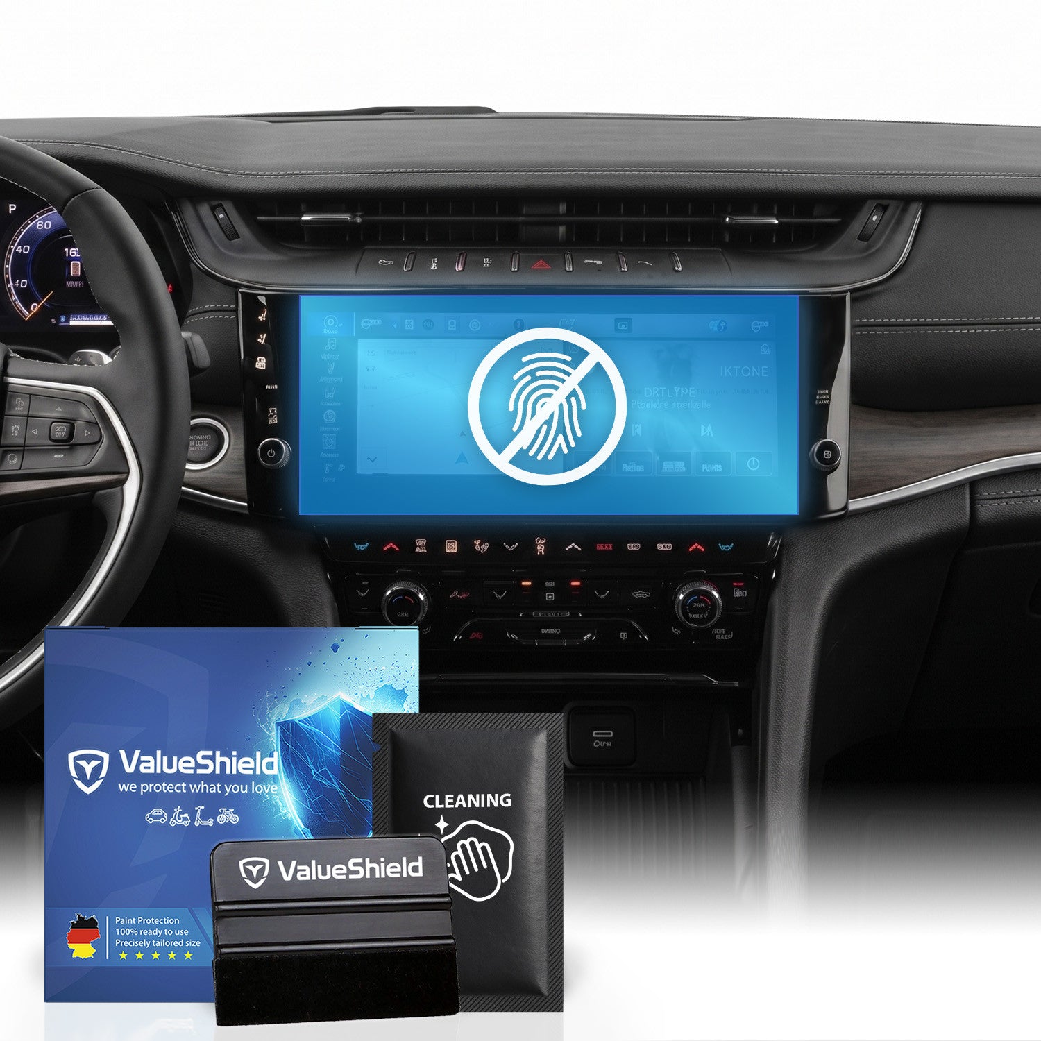 Anti-Fingerprint Displayschutzfolie passend für Jeep Grand Cherokee WL 2021-2028 (5-Türer Kombi)