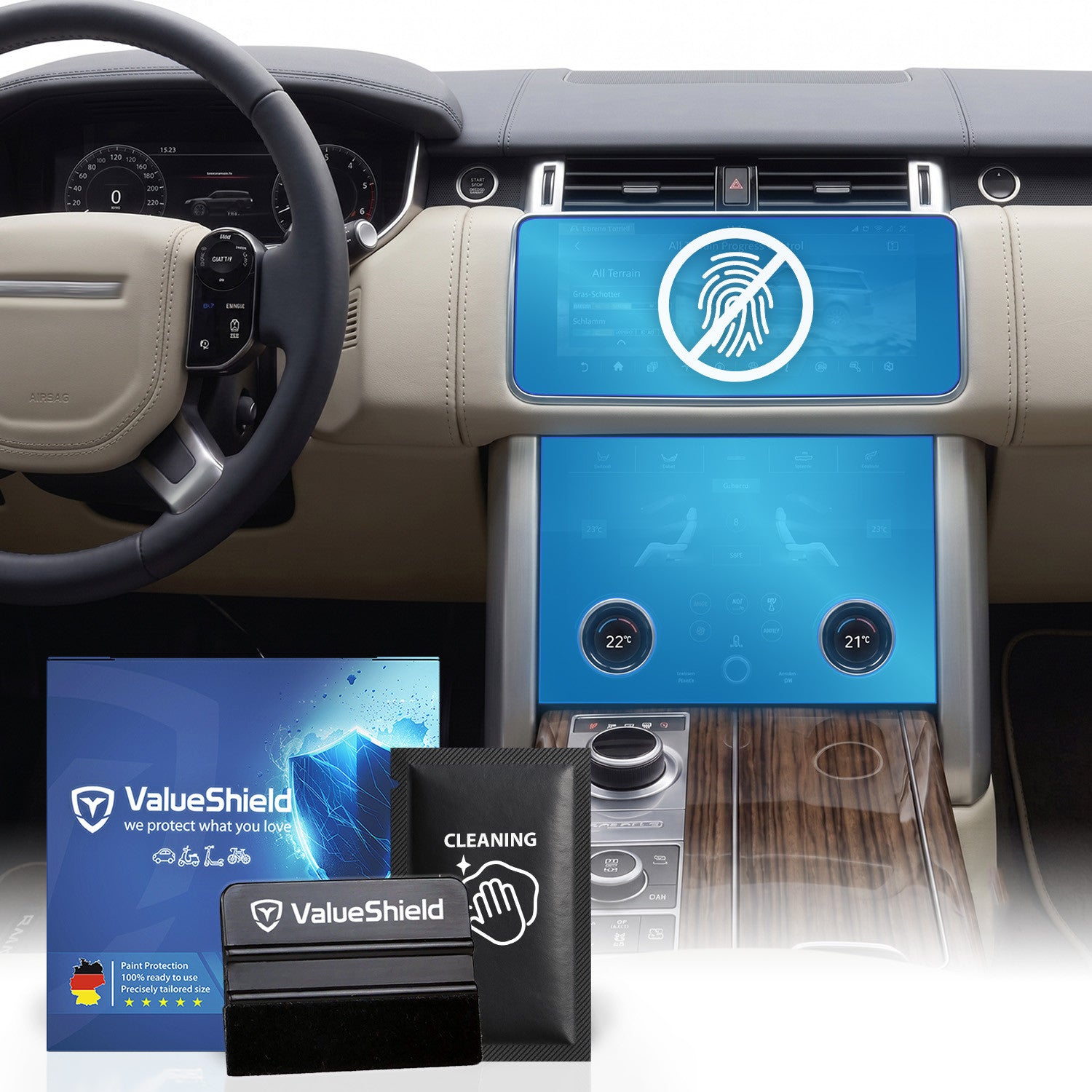 Anti-Fingerprint Displayschutzfolie passend für Land Rover Range Rover Velar L560 2019-2026