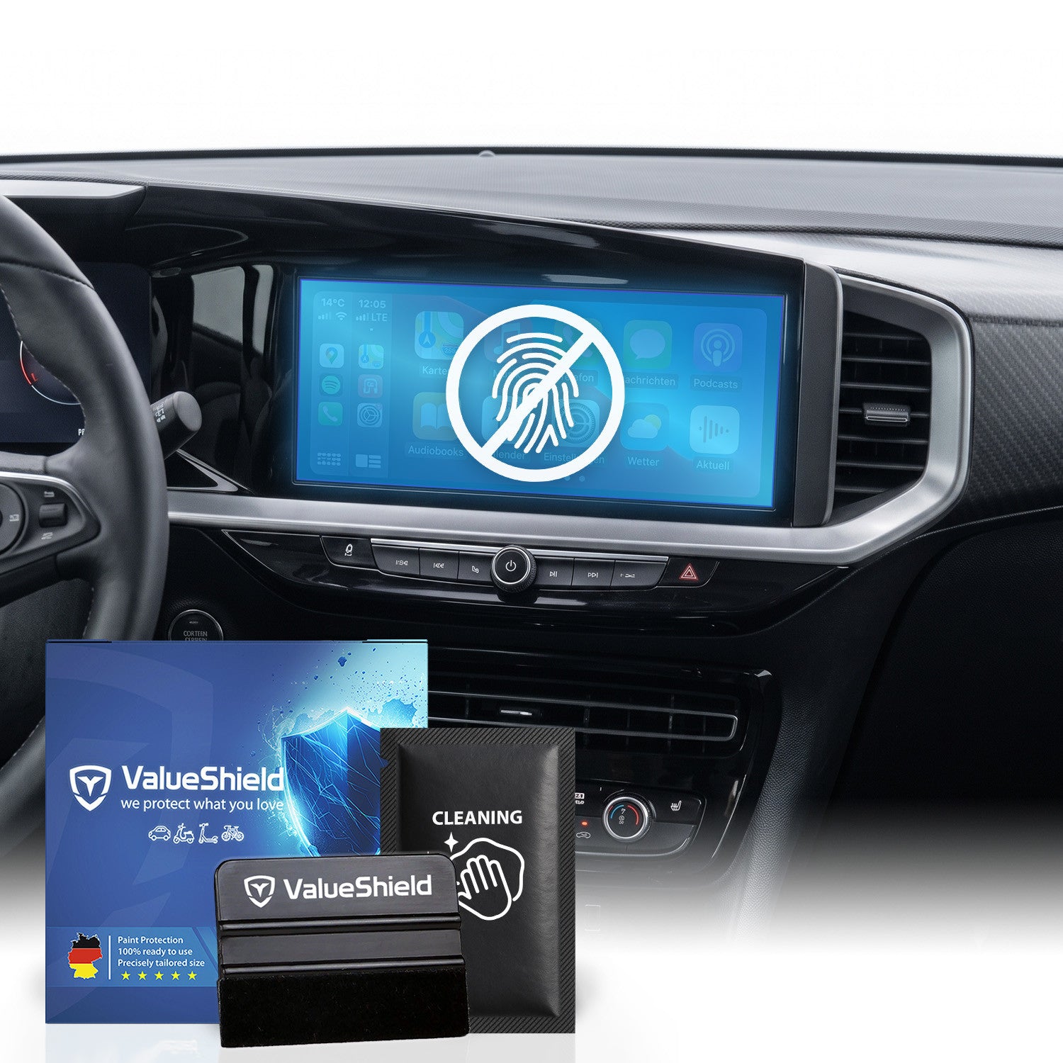 Anti-Fingerprint Displayschutzfolie passend für Opel Grandland X & A 2017-2024 (5-Türer SUV)