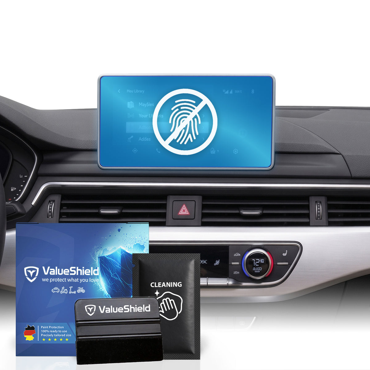 Anti-Fingerprint Displayschutzfolie passend für Audi A4 & S4/RS4 B9 Avant 2015-2024 (5-Türer Kombi)