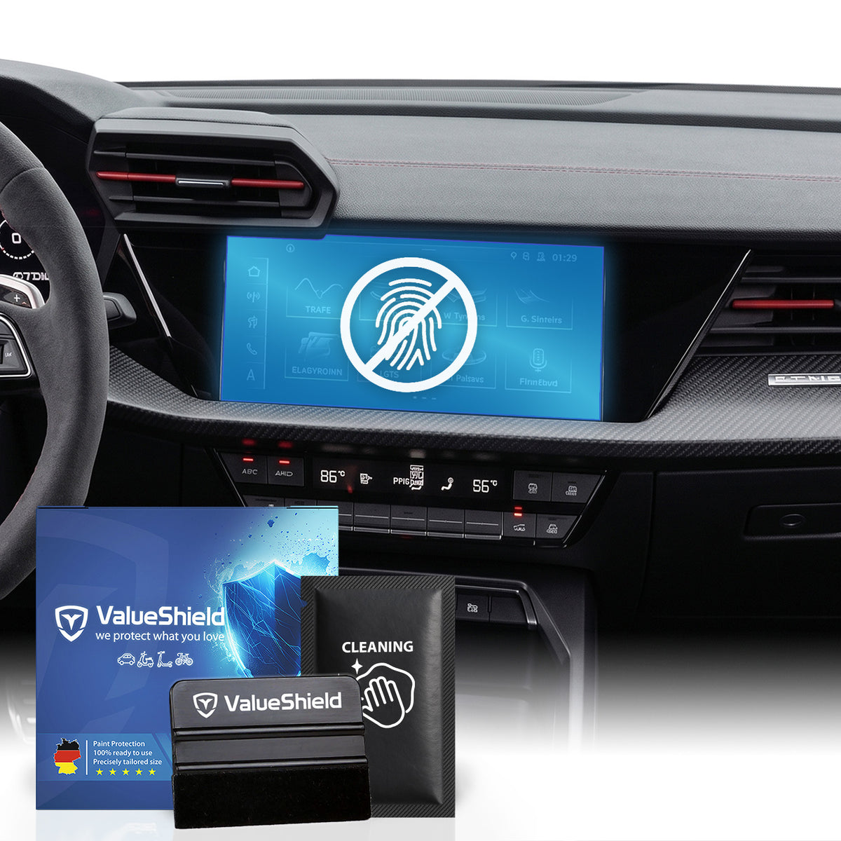 Anti-Fingerprint Displayschutzfolie passend für Audi A3 & S3/RS3 8Y 2020-2027 (5-Türer Limousine)