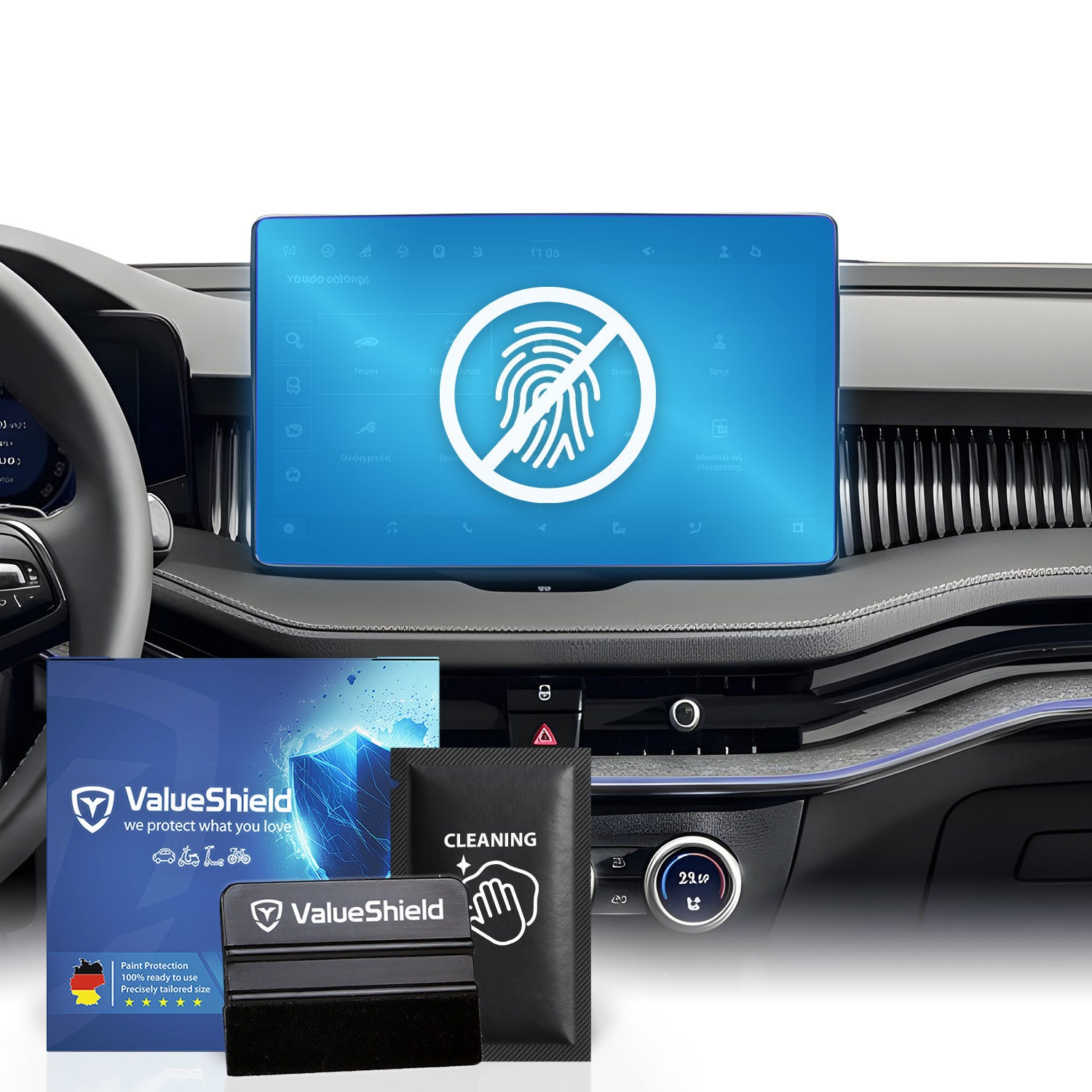 Protection d'écran anti-traces de doigts compatible avec Skoda Kodiaq 2 2024-2030 (SUV 5 portes)