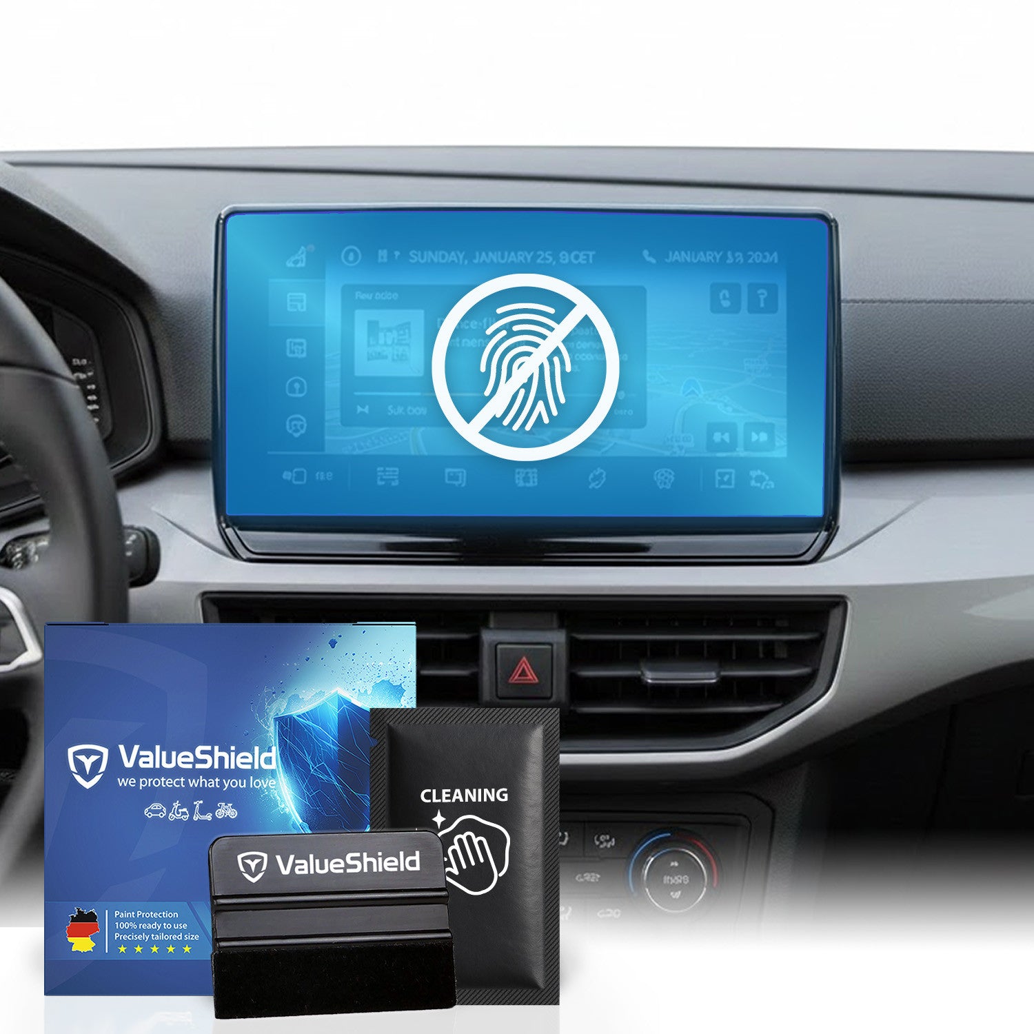 Film de protection d'écran anti-empreintes digitales compatible avec Seat Ibiza 5 (6F) 2017-2028 (Compact 5 portes)