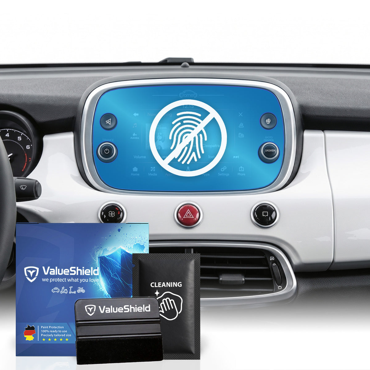 Anti-Fingerprint Displayschutzfolie passend für Fiat 500 X (334) 2018-2025 (4-Türer Kompakt)