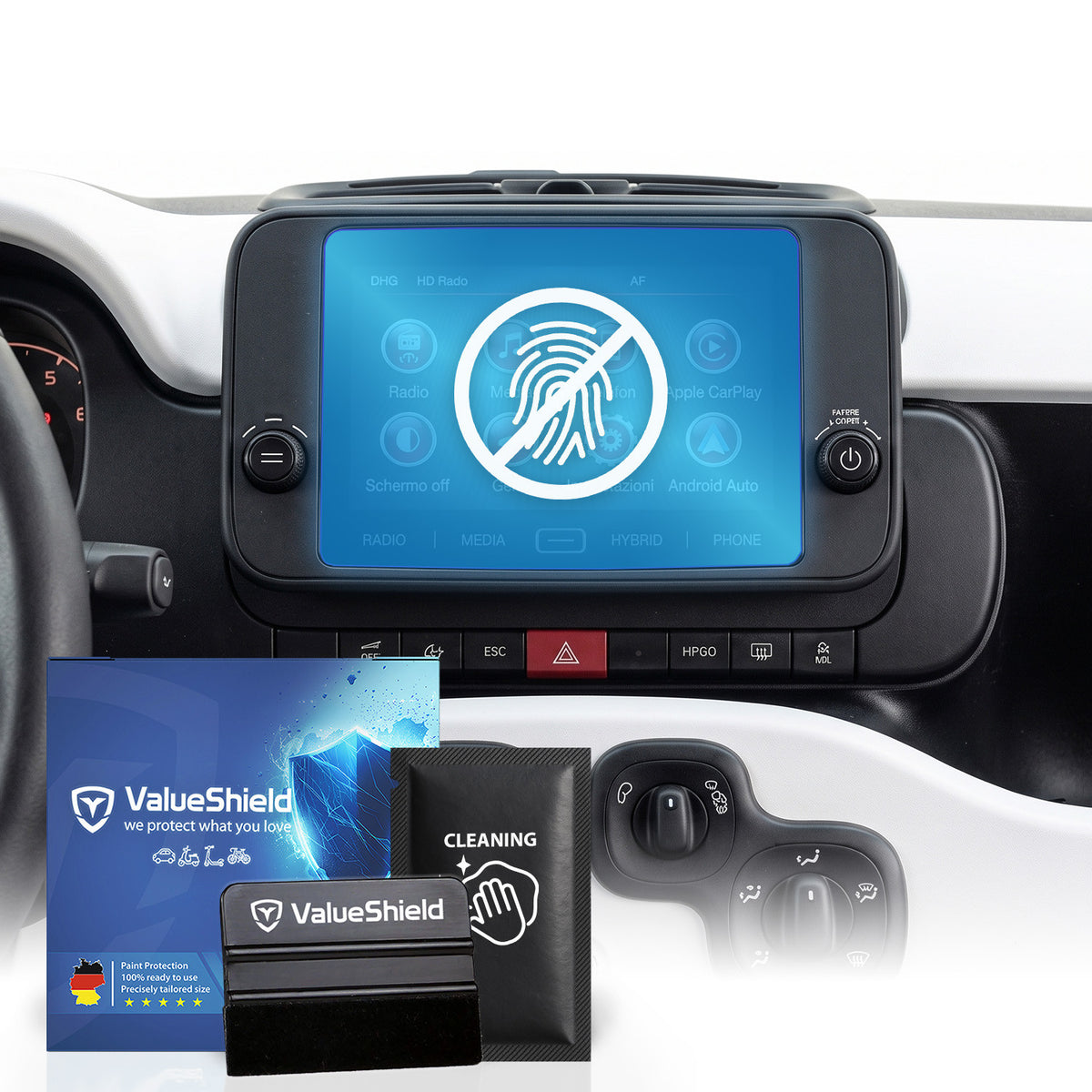 Anti-Fingerprint Displayschutzfolie passend für Fiat Panda/Pandina 2024-2030 (4-Türer Kompakt)