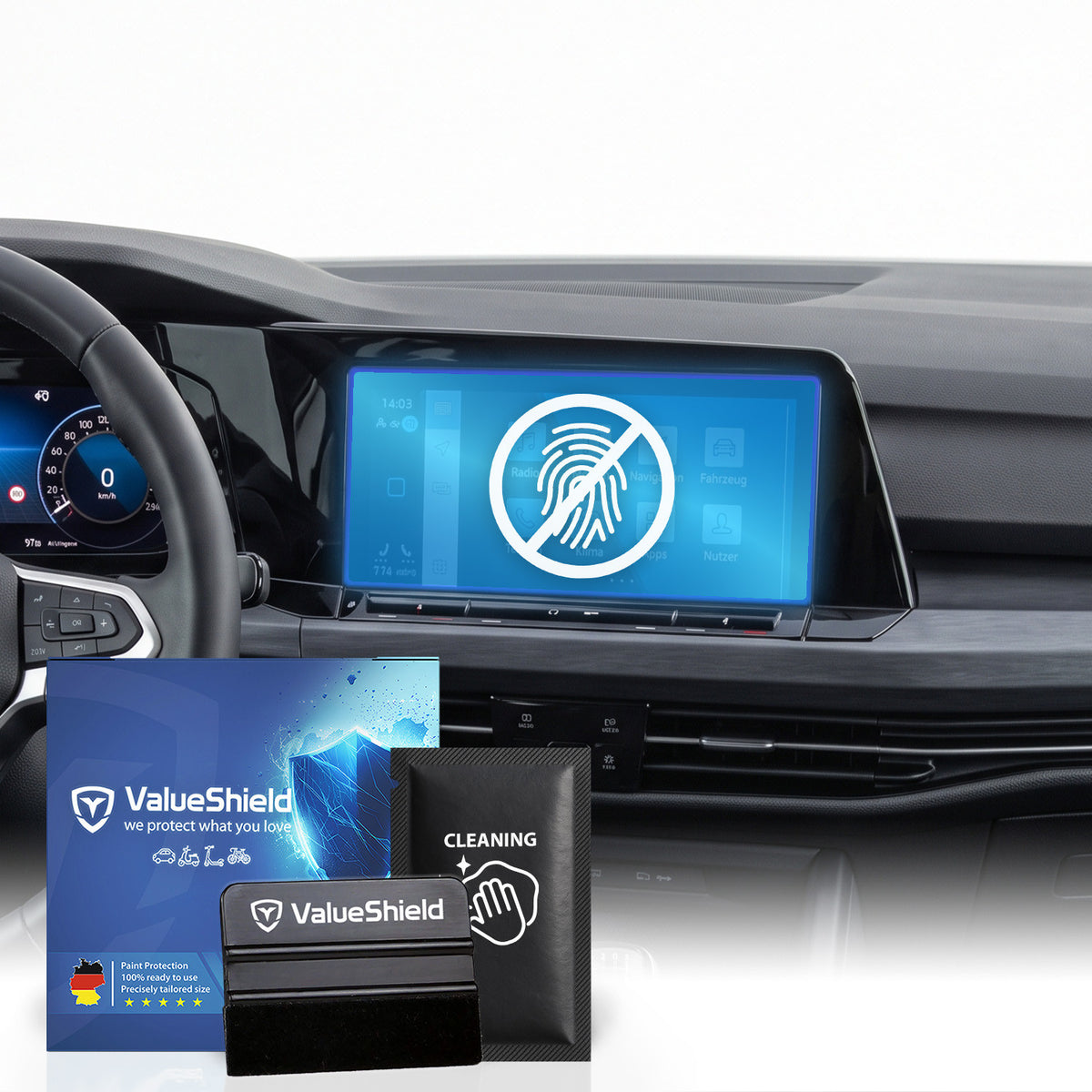 Anti-Fingerprint Displayschutzfolie passend für VW Caddy 5 2020-2026 (3-Türer Kastenwagen)